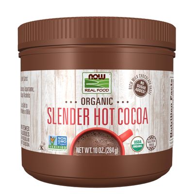 NOW Foods, Organic Cocoa Lovers Slender Hot Cocoa, No Sugar Added, Certified Non-GMO, Kosher, 10-Ounce