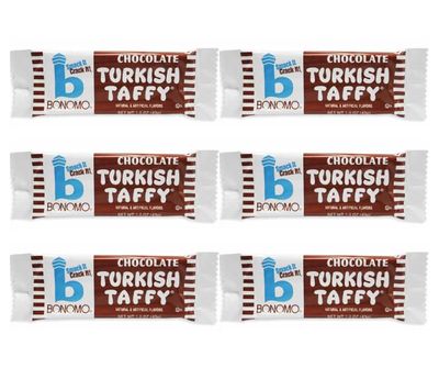 Bonomo Turkish Taffy - Gift Packs of 1.5 oz. Bars By Lyzas Sweets Treats Pack of 6, Chocolate