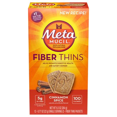 Metamucil Fiber Thins Size 12 Count of 2 Crisps 9.3 Ounce Value Pack of 6