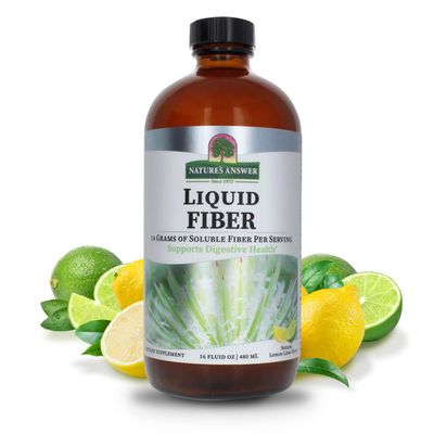 Natures Answer Fiber Drink 16oz Liquid Lemon Lime Flavored Supports Digestive Health Promotes Regularity Gluten-Free, Non-GMO, Vegan, No Artificial Flavors or Preservatives Single Count