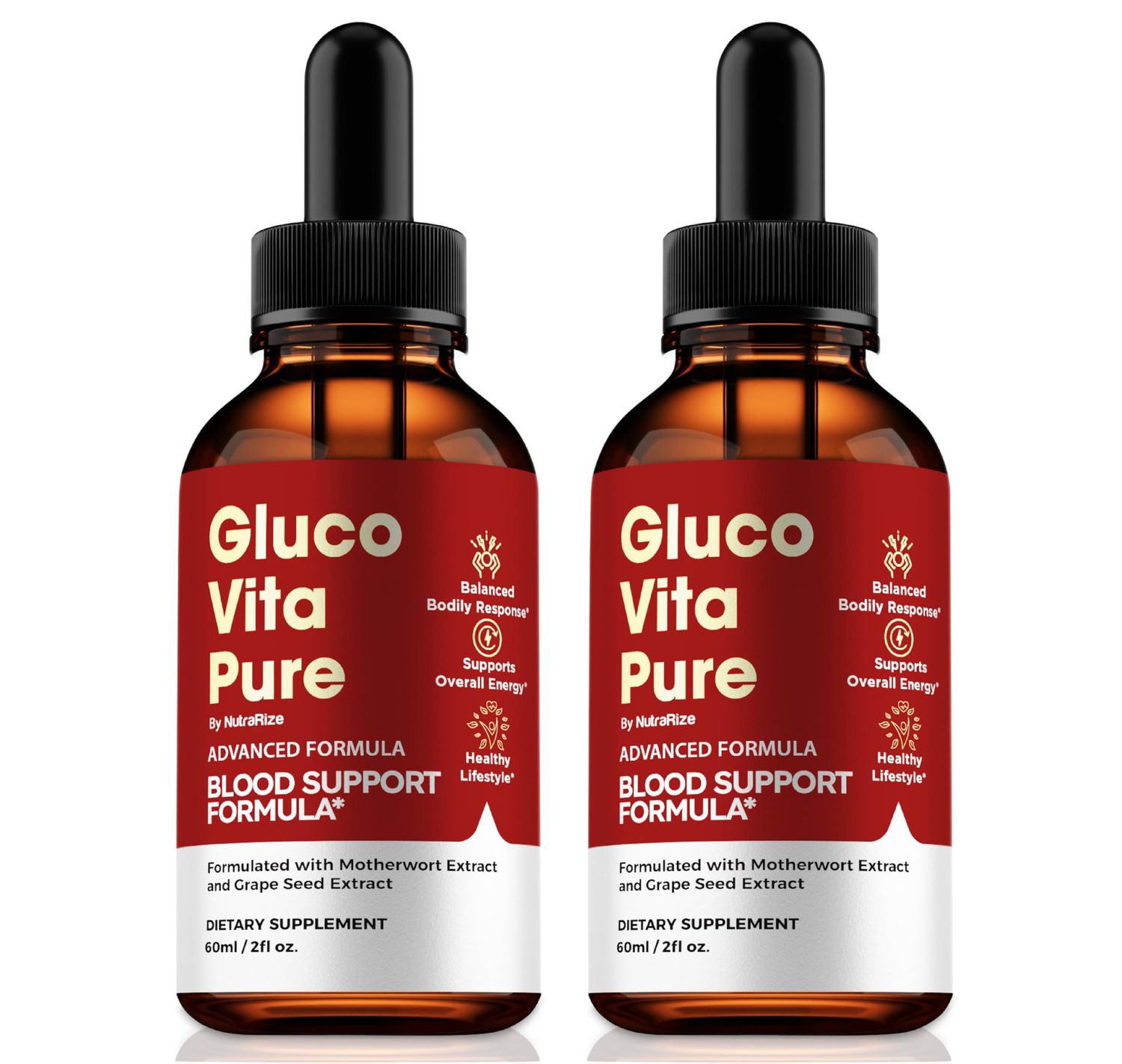 2 Pack GlucoVita Pure, Official Gluco Vita Pure Drops, All-Natural Extract to Support Healthy Circulation, Stable Levels Overall Health, Premium GlucoVitaPure Gotas Review 60 Servings