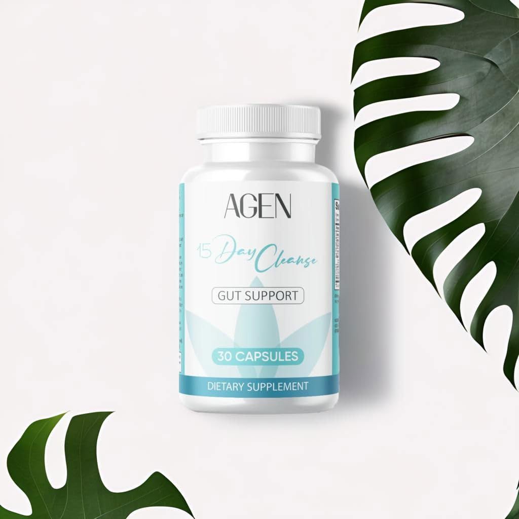 AGEN 15 Day Cleanse - Gut and Colon Support - Advanced Gut Cleanse Detox for Women Men with Senna, Cascara Sagrada Psyllium Husk - Non-GMO - Made in USA - 30 Capsules - TikTok