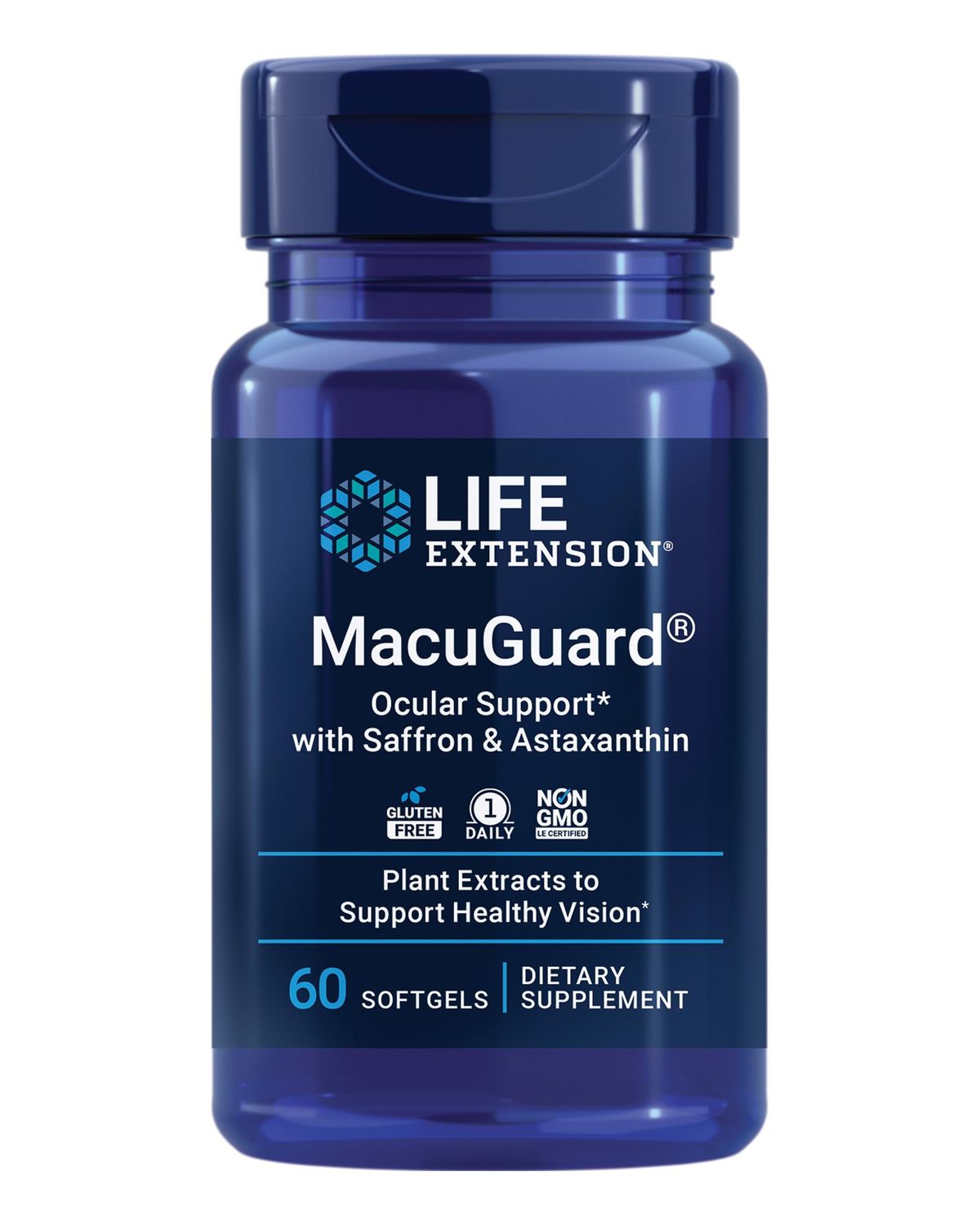 Life Extension MacuGuard Ocular Support with Saffron Astaxanthin - Eye Health Supplement for Healthy Vision - with lutein, zeaxanthin, meso-zeaxanthin - Gluten-free, Non-GMO - 60 softgels