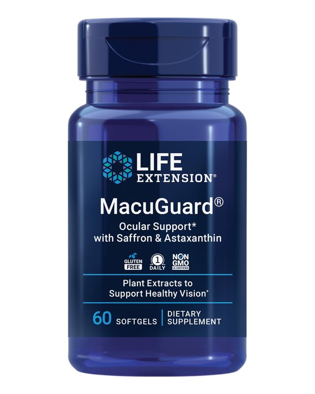 Life Extension MacuGuard Ocular Support with Saffron Astaxanthin - Eye Health Supplement for Healthy Vision - with lutein, zeaxanthin, meso-zeaxanthin - Gluten-free, Non-GMO - 60 softgels
