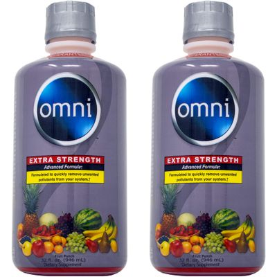 Wellgenix Omni Cleansing Drink, Extra Strength Body Detox, Herbal Cleanse Detox Liquid. Flush Your System, Fruit Punch Flavor, 32 Fl Oz, Premium Detox Support 2 Pack