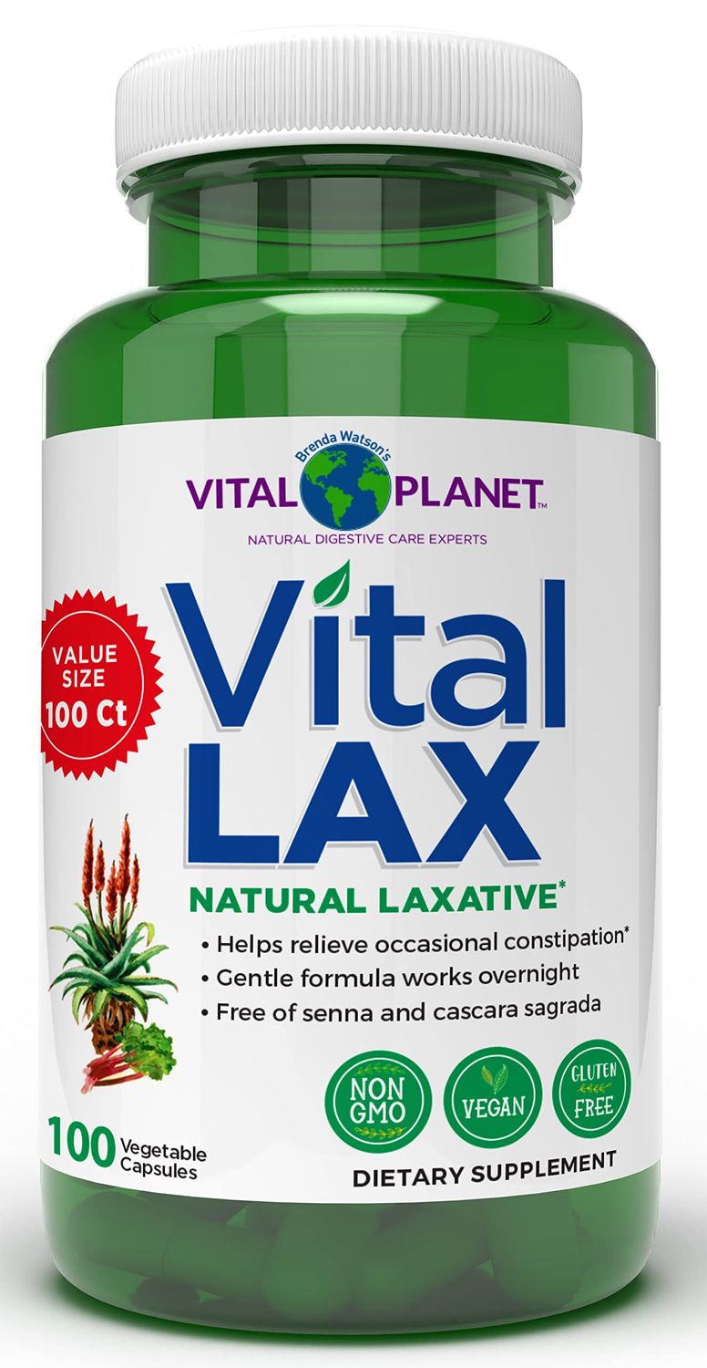 Vital Planet - Vital Lax Natural Laxative Cleanse Supplement for Occasional Constipation, with Magnesium Hydroxide, Slippery Elm, Aloe, and Triphala to Support Bowel Regularity 100 Capsules