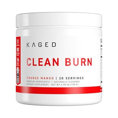 Kaged Thermogenic Powder Clean Burn Orange Mango Men Women Weight Management Supplement Organic Caffeine Apple Cider Vinegar 30 Servings