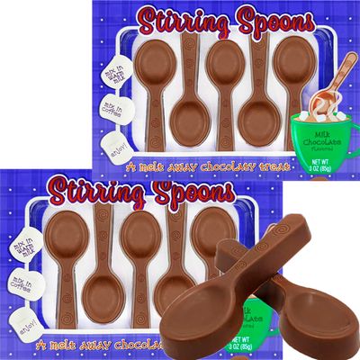 Fruidles Christmas Chocolate Stirring Spoons Holiday Treats, Milk Chocolaty n Smooth, Hot Chocolate Spoons Pop Party Bag Fillers, Kosher Certified Dairy, 3oz Chocolate 2-Pack