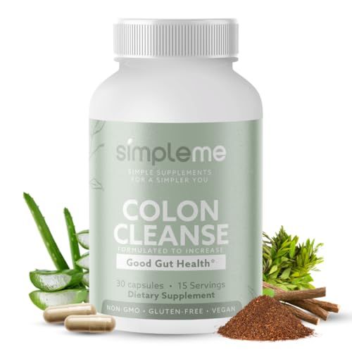 SIMPLEME Colon Cleanse Detox, Natural Constipation Relief for Adults, Fast Bloating Relief Colon Cleanser for Women Men, 30-Day Gut Support Weight Management, 1 Day Detox Cleanse, 30 Capsules