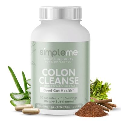 SIMPLEME Colon Cleanse Detox, Natural Constipation Relief for Adults, Fast Bloating Relief Colon Cleanser for Women Men, 30-Day Gut Support Weight Management, 1 Day Detox Cleanse, 30 Capsules
