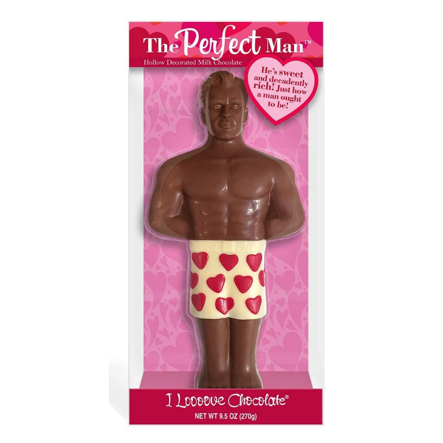 The Jumbo Perfect Man Valentines Day Hollow Decorated Milk Chocolate - The Bigger The Better 9.5 Ounce