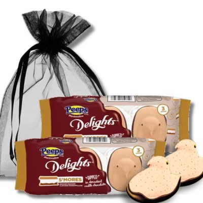 Peeps Delights - SMORES Flavored Chicks Dipped in Milk Chocolate - Easter Basket Stuffers - Gift Pack of 2, 3 Count Packages By Lyzas Sweets Treats