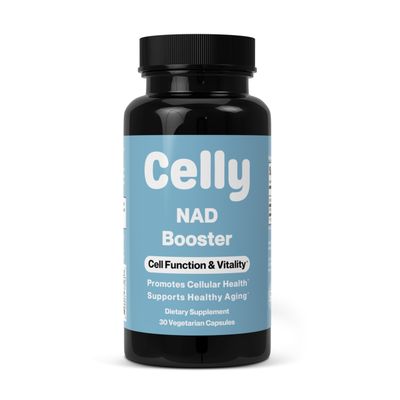 Celly NAD Booster Longevity Supplement for Healthy Aging with NR Nicotinamide Riboside and Nicotinamide Promotes Cell Function Vitality Non-GMO 3rd Party Tested