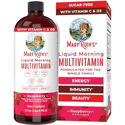 MaryRuth Organics Multivitamin for Women Men Kids Vegan, Sugar Free Womens Multivitamin Multimineral Beauty Energy Womens Multivitamin Non-GMO 32 Fl Oz