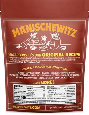 Manishewitz, Double Chocolate Coated Coconut Macaroons 8oz 2 Pack Resealable Bag, Dairy Free, Gluten Free, Kosher including Passover