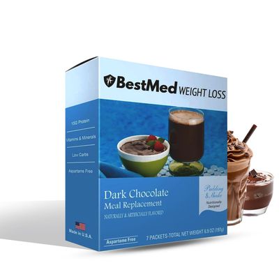 BestMed Weight Loss Dark Chocolate PuddingShake Mix - 7Box Gluten Free, KETO Friendly, Low Calorie, Low Carb, Vitamin Fortified, Meal Replacement