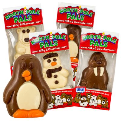 North Pole Pals, Animal Shaped Chocolates, Milky and Chocolaty Candy Assortment, Christmas Stocking Stuffers and Gifts, Pack of 4, 2.5 Ounces Each