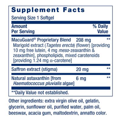 Life Extension MacuGuard Ocular Support with Saffron Astaxanthin - Eye Health Supplement for Healthy Vision - with lutein, zeaxanthin, meso-zeaxanthin - Gluten-free, Non-GMO - 60 softgels