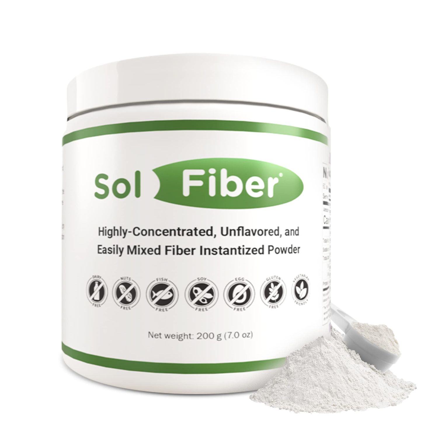 Sol Fiber Prebiotic Powder Supplement, Non-GMO Alternative to Fiber Gummies, Supports Digestive Health, Easy-to-Mix and Highly-Concentrated Fiber Powder, 7 Ounces, 60 Servings