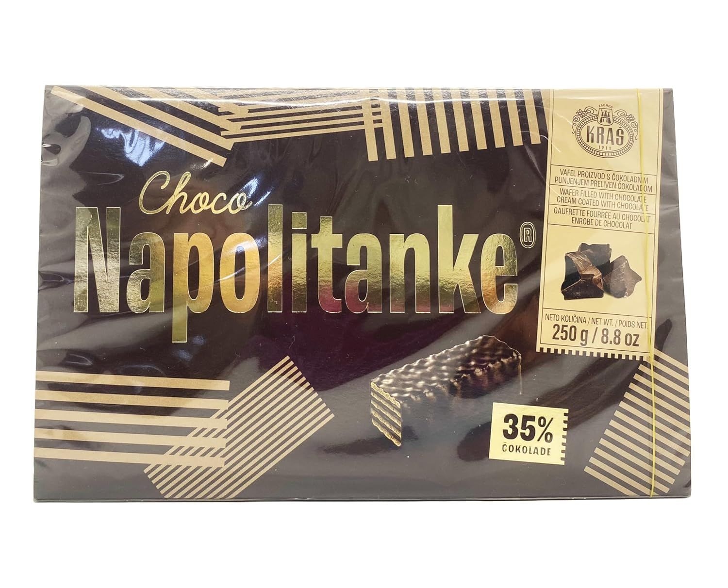 NAPOLITANKE KRAS Premium Wafers - Premium Wafers Biscuits with Delicious Milk, Chocolate Cream, Hazelnut, Lemon and Orange Fillings - Multiple Sizes 250 G, 3 PCS