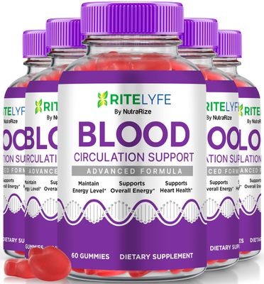 NutraRize Pack of 5 RiteLyfe Blood Circulation Suppoert Gummies, All Natural Stabilizer to Maintain Stable Healthy Levels and Overall Wellness, Premium Formula Gomitas Review 300 Gummies