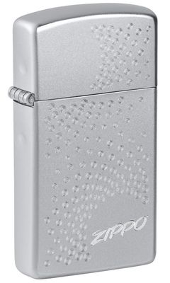 Slim Zippo Dot Design Satin Chrome Pocket Lighter