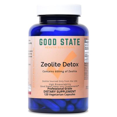 Good State Zeolite Detox Supplement Clinoptilolite Capsules for Adults and Kids Optimal Absorption Nano-Ionic Zeolite for Effective Body Detox and Cleanse 600 mg Each Serving, 120 Veggie Caps