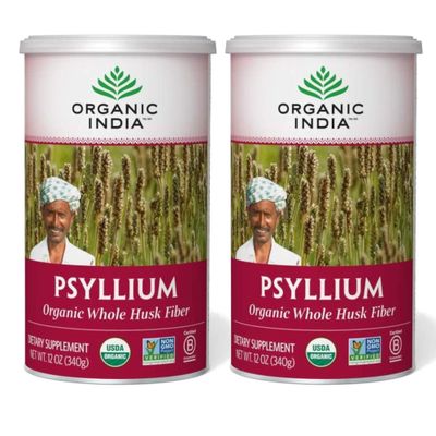 Organic India Whole Psyllium Husk Powder Organic - Psyllium Husk Fiber Supplement, Digestion Support, Vegan, Gluten-Free, Non-GMO, Soluble Insoluble Fiber Source - 12 oz Pack of 2