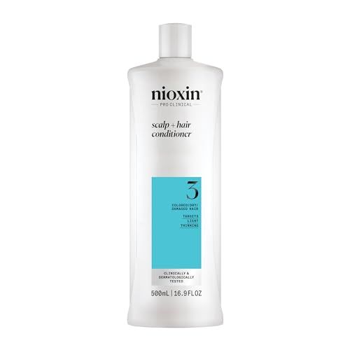 Nioxin System 3 Scalp Hair Conditioner For Colored or Damaged Hair with Light Thinning With Niacinamide and Biotin 16.9 Fl oz.