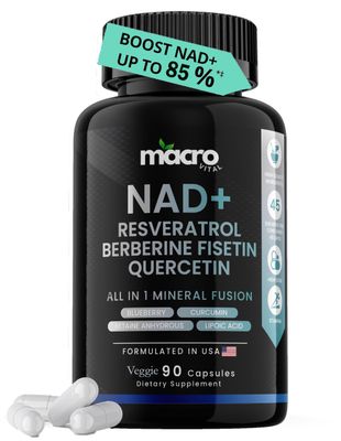 9,355mg NAD Supplement, Boost NAD up to 85 with Liposomal NAD, Trans Resveratrol,Optimized Aging Quercetin, Berberine, Betaine Anhydrous, Fisetin,Resveratrol Supplement with Berberine 90 Capsules.
