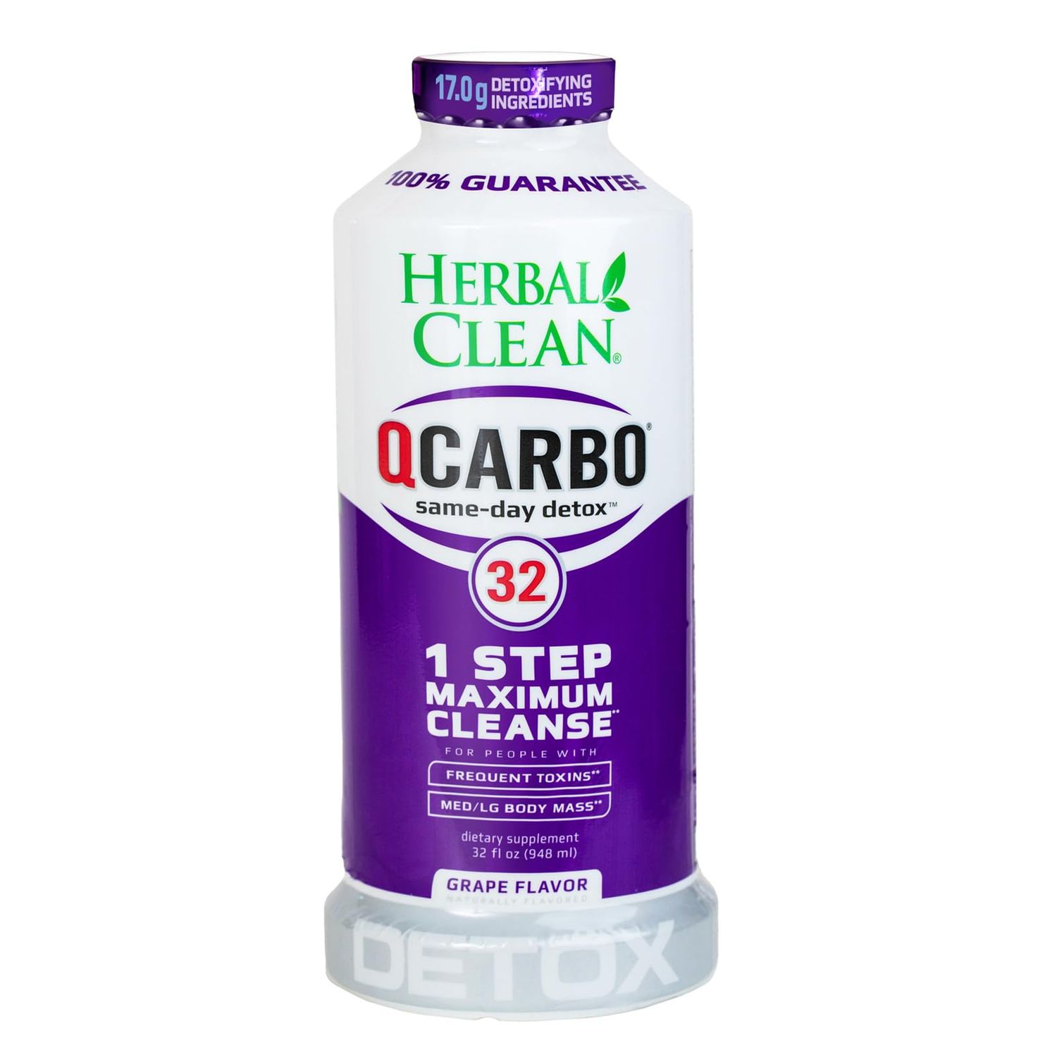 Herbal Clean - QCarbo32 Same-Day Detox Drink, Grape 32 fl oz