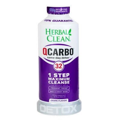 Herbal Clean - QCarbo32 Same-Day Detox Drink, Grape 32 fl oz