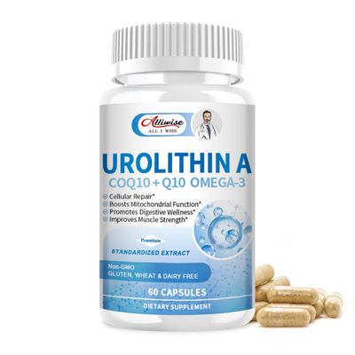 Urolithin A Supplement 1500mg,with NAD, CoQ10, Omega-3 Probiotics for Mitochondrial,Cellular Health,Digestive Gut Health