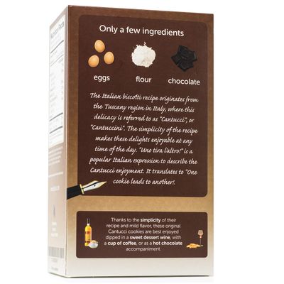 Gusta Authentic Biscotti Cookies Made in Tuscany, Italy - Chocolate Chip - Original Two Bites Size - All Natural Ingredients - Fresh Genuine Italian Dessert Treats - 8.82oz