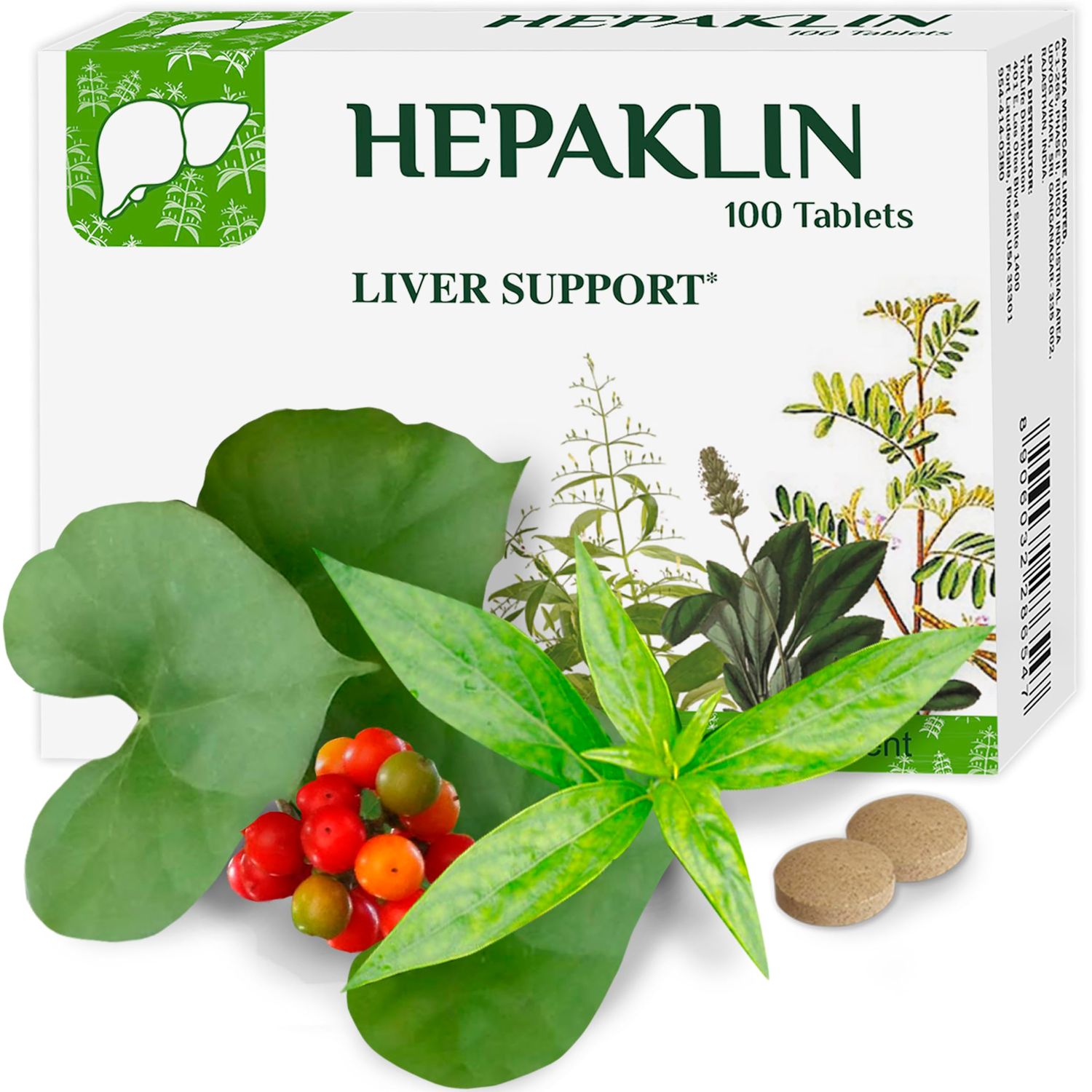 Ananta Medicare USA Hepaklin Liver Support Supplement - Herbal Formula for Liver Health Bile Flow - Supports Natural Detox Fat Metabolism - 120 Tablets