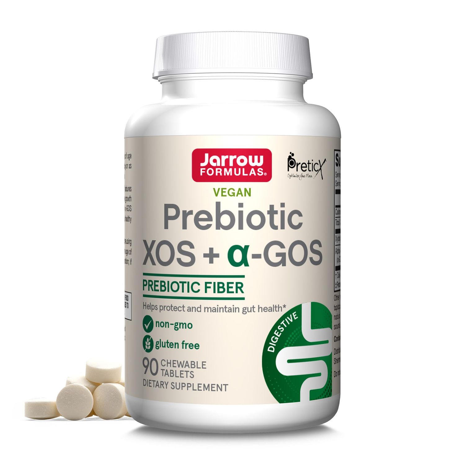 Jarrow Formulas Prebiotic XOS GOS Prebiotic Fiber, Supplement for Gut Support, 90 Chewable Gut Health Tablets, 30 Day Supply
