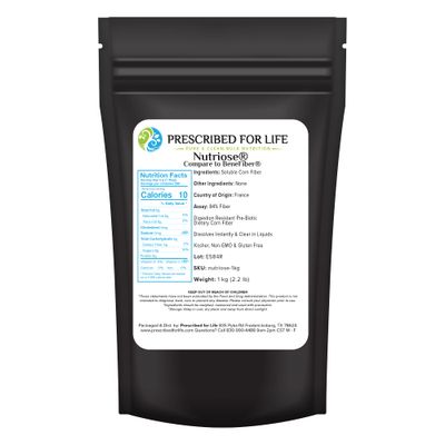 Prescribed For Life Nutriose Powder, Natural Fiber Supplement, Prebiotic Soluble Corn Fiber for Adults, Gluten Free, Vegan, Non GMO 1kg 2.2lb