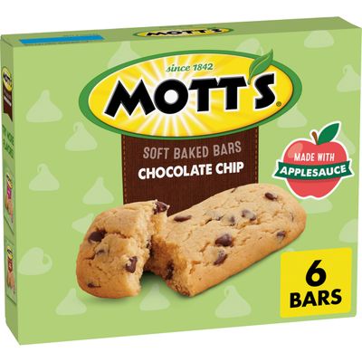 Mott&#39;s Soft Baked Bars, Chocolate Chip, Made with Applesauce, 6 Count, 5.76 oz