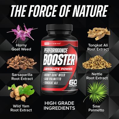 Testosterone Booster Supplement for Men - Performance Test Boost - Male Enhancing Enlargement Pills - Enhance Energy, Endurance, Stamina, Strength, Drive Muscle Growth - 60 Capsules - 30 Servings