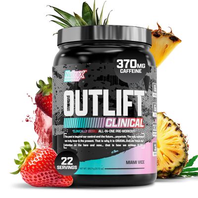 Nutrex Research Outlift Clinical Clinically Dosed Pre Workout Powder with Creatine, 8G Citrulline, EAA Energy, Performance, Pump Preworkout Pineapple and Coconut 22 Servings, Miami Vice
