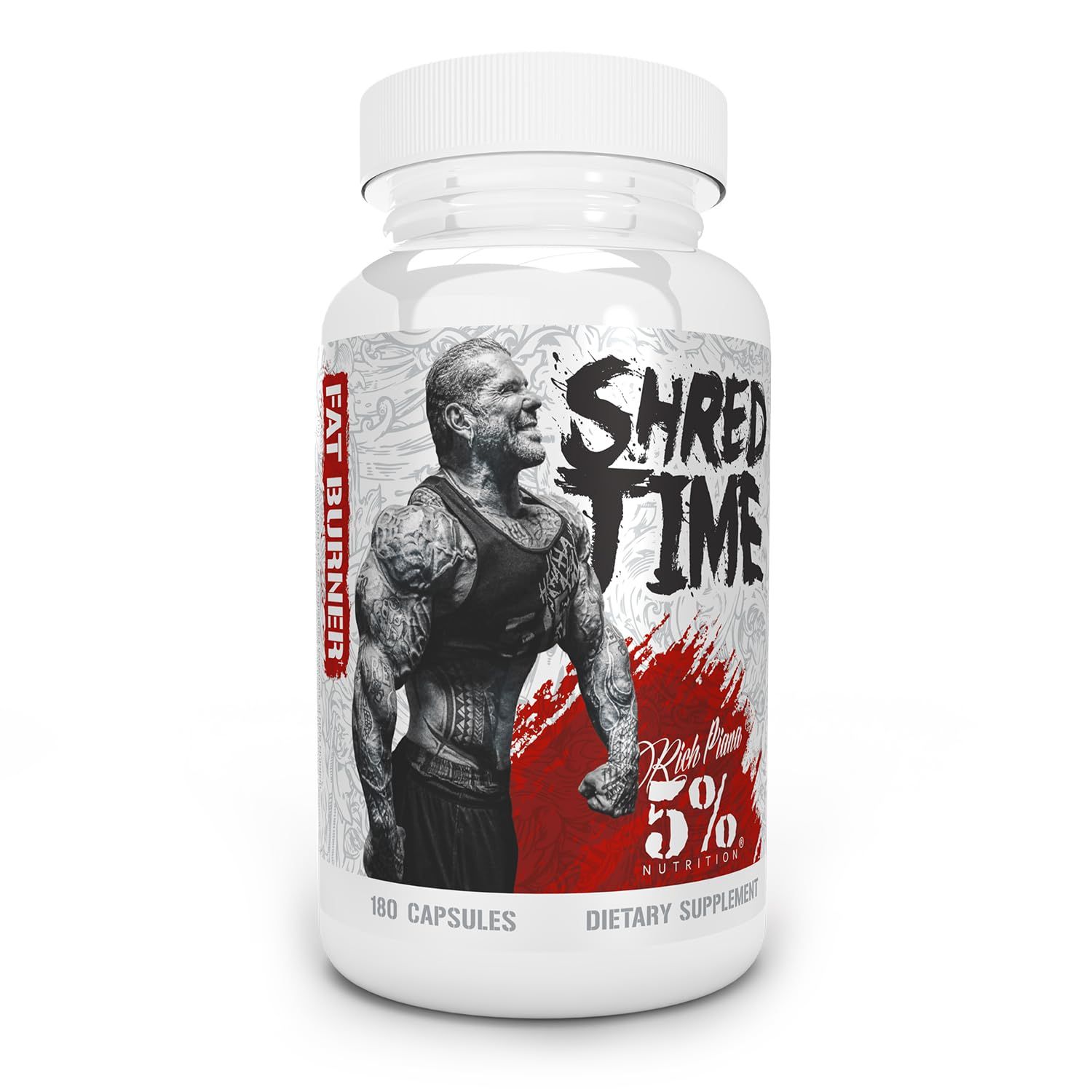 5 Nutrition Shred Time Fat Burner Green Tea, Coffee Bean, Cayenne, Theobromine, GBB Appetite Suppression 30 Servings 180 Capsules