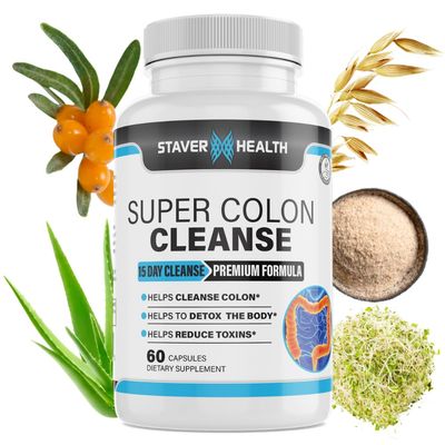 Staver Health Super Colon Cleanse - 15 Day Cleanse, Colon Cleanse Pills, Colon Cleanser Detox, Psyllium Husk