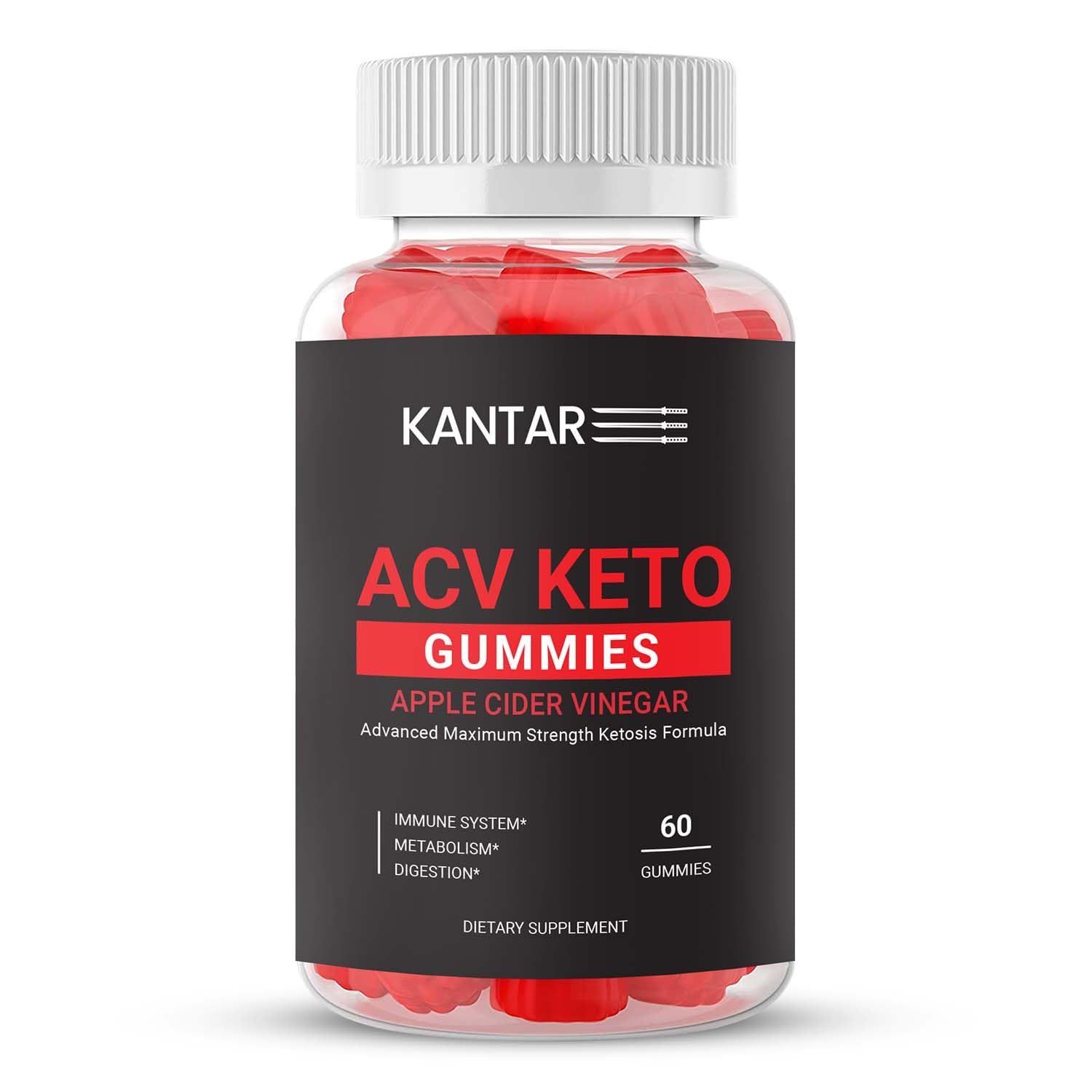 KANTAR ACV Keto Gummies - Apple Cider Vinegar Gummies with Vitamins B12 - Ketosis Formula - 60 Gummies