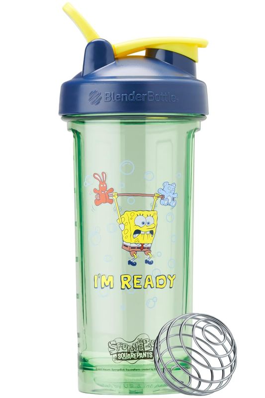 BlenderBottle Spongebob Shaker Bottle Pro Series Perfect for Protein Shakes and Pre Workout, 28-Ounce, Blue, Im Ready!