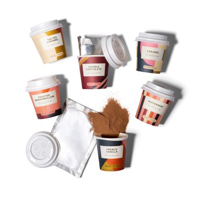 Bombombs Hot Chocolate Mix Gift Set, Hot Chocolate Mix in Mini Cup Packaging, Flavors Include Double Chocolate, French Vanilla, Peppermint, Salted Caramel and More, Set of 6