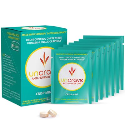 UnCrave Gum Infused with 100 Pure Saffron Extract - Control Cravings - Improve Mood - Vision Health - Crisp Mint 14 Pieces