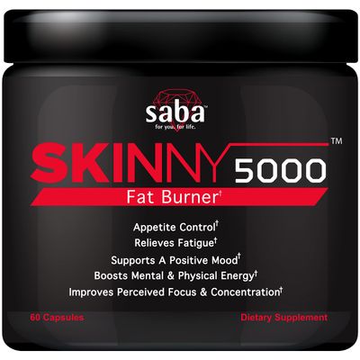 Saba Skinny 5000 -Fat Loss -Weight Loss-Appetite Control -Mild Jitter-Free Energy- Focus -60 Capsules