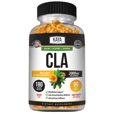 Kaya Naturals CLA Capsules - Conjugated Linoleic Acid - Non-GMO Gluten-Free 180 Count Pack of 1