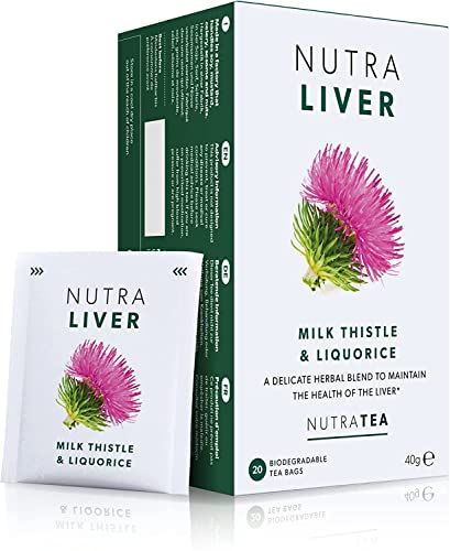 NUTRALIVER - Detox Tea for Liver Cleansing and Support - With Milk Thistle, Turmeric Fennel - 20 Tea Bags - Herbal Tea by Nutra Tea