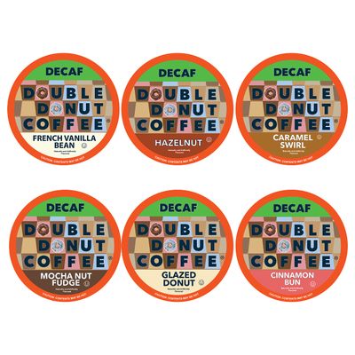 Decaf Flavored Coffee Variety Pack - 6 Traditional Flavors Caramel Swirl, Hazelnut, Glazed Donut, Mocha Nut Fudge, Vanilla Bean, and Cinnamon Bun for Keurig K Cups Coffee Makers - 72 Count